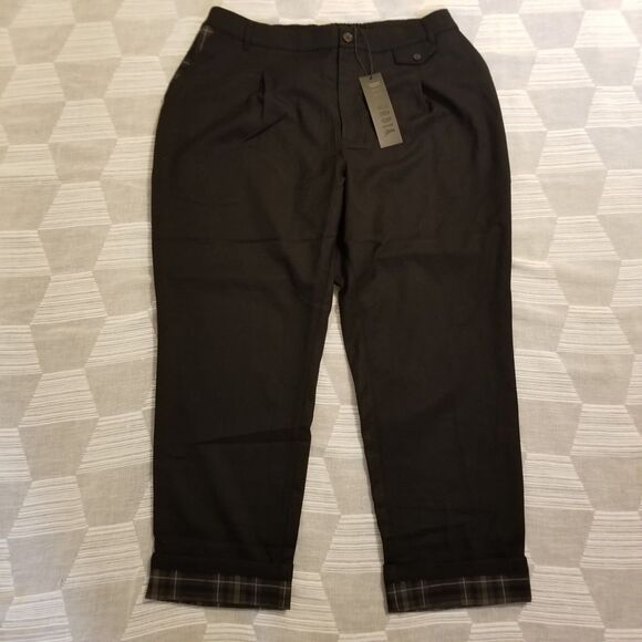 NWT Disturbia Clover Check Contrast Trouser Black Plaid Women's 14 - Picture 4 of 9